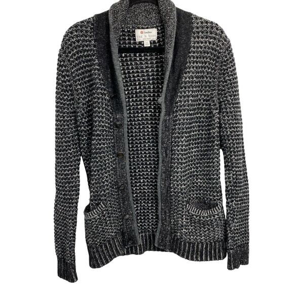 rag bone Neiman Marcus Wool Texture Cardigan Sweater Men Size Small Black Gray - Picture 12 of 12